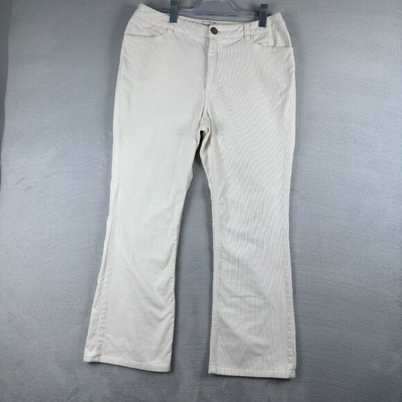 Chico's Corduroy Pants Boot Cut Leg High Rise Off White Womens Size 2 Short - Picture 1 of 11